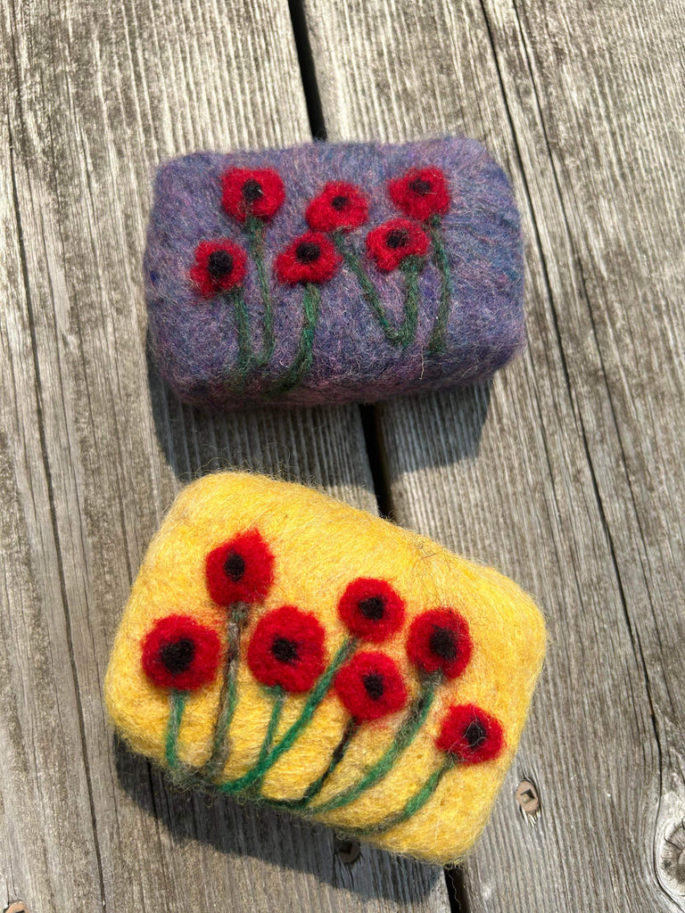 Bundle of 3 Flowered Felted Cold Processed Yogurt Soap