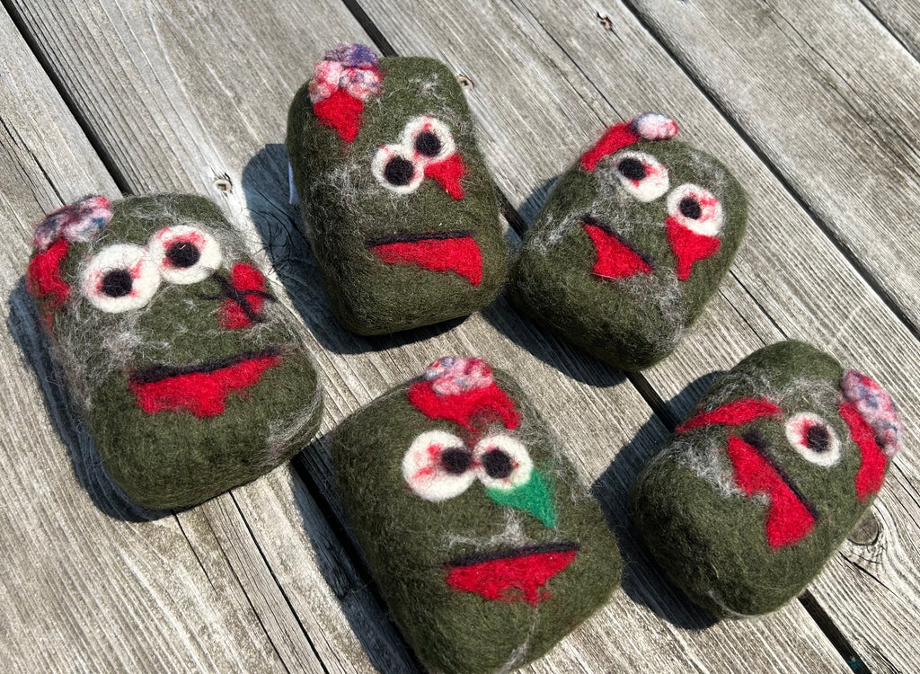 Bundle of 3 Zombie Felted Cold Processed Yogurt Soap